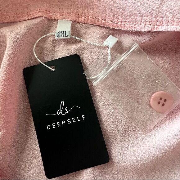NWT Deepself Boutique Pink Button Front Linen‎ Romper/Shortie -- 2XL - Picture 11 of 12